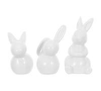 3pcs Ceramic White Bunny Figurine for Bedside Tables and Shelves Decor | Matte Porcelainlike Shine, round Short Design, Handglazed Finish Resists Fading or Peeling, White