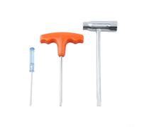 3pcs Chain Saw Wrench Socket Set, Metal Bar Nut And Spark Spanner Tool Kit With Anti-slip Handle For Outdoor Power Equipment Maintenance, Silver
