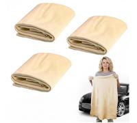 3PCS Chamois Leathers For Cars, 30 x 40cm Soft Shammy Leather Cloth for Car, Super Absorbent Leather Cloth, Scratch Free Car Drying Cloth, Window Cleaning Cloths For Glass, Vehicle Care And Detailing