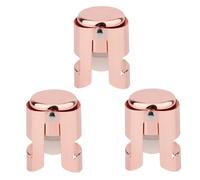 3pcs Champagne Stoppers, Stainless Steel & Silicone Bottle Cork Leak-Proof Keep Bubbles Fresh Champagne Sealers & Wine Savers Reusable Wine Stopper for Cava Prosecco and Sparkling (Rose Gold)