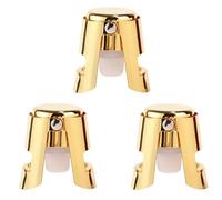 3pcs Champagne Stoppers, Stainless Steel & Silicone Bottle Cork Leak-Proof Keep Bubbles Fresh Champagne Sealers & Wine Savers Reusable Wine Stopper for Cava Prosecco and Sparkling (Gold)