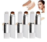 3PCS Chartming Color Changing Foundation Stick,Full To Medium Coverage Base Makeup,Cover Cream Stick V White Korean FoundationStick,Double-Ended Concealing Stick with Brushes