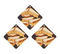 3PCS Cheese Sandwiches Car Air Freshener Hanging Scented Cards Cute White Car Fresheners Long Lasting New Cars Scents for Women Men Natural Air Freshener with Lanyard Automotive Freshies