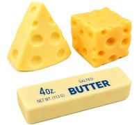 3pcs Cheese Squishy Set Triangle Cheese Block Square Cube Cheese Butter Bar Slow Rebound Squeeze Balls, Realistic Design Anxiety Relief Stress Sensory Fidget Toy for Office Home Decor