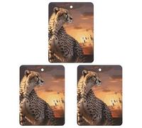 3PCS Cheetah Looking Out Over Car Air Freshener Hanging Scented Cards Cute Gray Car Fresheners Long Lasting New Cars Scents for Women Men Natural Air Freshener with Lanyard Automotive Freshies