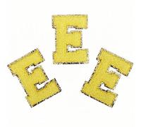 3PCS Chenille Letter Patches Iron on Letter Patch Varsity Glitter Chenille Letters Patches A-Z Glitter Letters Stickers Alphabet Cloth Patch for DIY Clothing Backpacks Hats Bags (E)