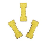 3PCS Chenille Letter Patches Iron on Letter Patch Varsity Glitter Chenille Letters Patches A-Z Glitter Letters Stickers Alphabet Cloth Patch for DIY Clothing Backpacks Hats Bags (I)