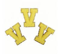 3PCS Chenille Letter Patches Iron on Letter Patch Varsity Glitter Chenille Letters Patches A-Z Glitter Letters Stickers Alphabet Cloth Patch for DIY Clothing Backpacks Hats Bags (M)