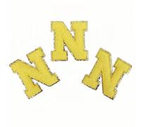 3PCS Chenille Letter Patches Iron on Letter Patch Varsity Glitter Chenille Letters Patches A-Z Glitter Letters Stickers Alphabet Cloth Patch for DIY Clothing Backpacks Hats Bags (N)
