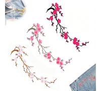 3pcs Cherry Blossom Patches Iron On, DIY Embroidery Flower Sew on Patch (A2)