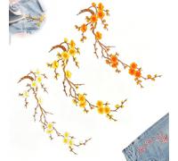 3pcs Cherry Blossom Patches Iron On, DIY Embroidery Flower Sew on Patch (A5)