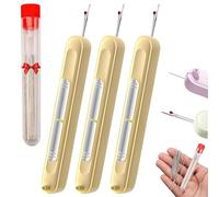 3Pcs Chiclify Eptchn 2-in-1 Needle Threader & Seam Ripper Tool Automatic Needle Threaders Seam Ripper Stretchable Remover Needle Threading Tool Quilting Supplies Sewing Kit(Yellow)
