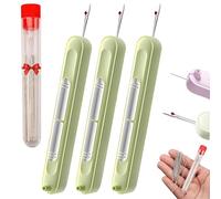 3Pcs Chiclify Eptchn 2-in-1 Needle Threader & Seam Ripper Tool Automatic Needle Threaders Seam Ripper Stretchable Remover Needle Threading Tool Quilting Supplies Sewing Kit(Green)