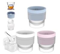 3PCS Chiclify Ice Ball Maker Mold, Round Ice Cube Molds, Stackable Easy Release Circle Ice Cube Mold with Lids, 2.5inch Reusable Silicone Sphere Ice Maker for Whiskey Cocktails