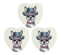 3PCS Chihuahua Dog Wearing Hat Car Air Freshener Hanging Scented Cards Cute White Car Fresheners Long Lasting New Cars Scents for Women Men Natural Air Freshener with Lanyard Automotive Freshies
