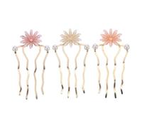 3pcs Chinese Retro U Shaped Hairpin with Pearl Rhinestone Alloy Flower | Elegant Accent for Buns and Half up Styles, Vintage Chinese Look, Women Dancers Formal Events