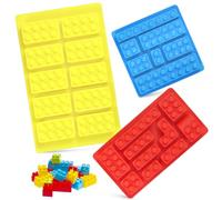 3PCS Chocolate Silicone Mold Candy Chocolate Baking Molds Building Blocks Silicone Chocolate Mould for Kids Party's,Building Block Themes DIY Cake Decorations,Ice Cube Candy Moulds