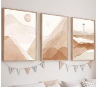 3Pcs Christian Boho Wall Art for Living Room Mid-Century Modern Nordic Print Neutral Scripture Canvas Poster Abstract Sun Mountain Bible Verses Picture Painting Wall Decor for Bedroom 16x24in Unframed