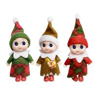 3PCS Christmas Baby Elf Doll,Green Red Golden Mini Xmas Baby Elves for Girls,Christmas Tiny Elf Baby Doll,Accessories Baby Twins Xmas Tradition Novelty Toys for Xmas New Year Gifts Stocking Stuffers