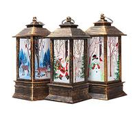 3PCS Christmas Candle Lanterns Vintage Xmas Candle Xmas Tea Light Candles Lamp with LED Tea Light Fireless Candles Lamp Santa Claus Snowman Elk Christmas Lights for Christmas Decoration