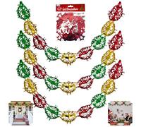 3Pcs Christmas Ceiling Decorations - 6M Festive Foil Star Garland in Red, Gold, and Green | Streamers Wall Hangings for Indoor New Year & Xmas Decor