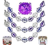 3PCs Christmas Ceiling Decorations Set - 6M Stunning Foil Star Garland & Tinsel in Purple, Silver & Blue | Eye-Catching Indoor Xmas & New Year Decor