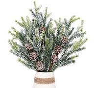 3Pcs Christmas Cypress Pine Picks Frosted Artificial Pine Tree Branches with Pinecones Winter Snow Plants Sprays Holiday Pine Stems Twigs Flower Arrangement Vase Filler Xmas Tree Picks 14.5" Tall (3)