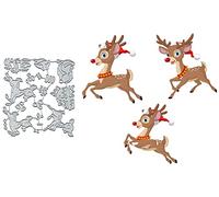 3pcs Christmas Deer Elk Metal Die Cuts,Merry Christmas Deer Elk Cutting Dies Cut Stencils DIY Scrapbooking Decorative Embossing Paper Scrapbooking Card Making