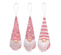 3pcs Christmas Doll Gnome Ornaments,Christmas Tree Hanging Gnomes Swedish Gnome Ornaments Felt Plush Gnomes Small Santa Gnome Ornaments for Christmas Indoor Hanging and Tabletop Decoration(PINK)