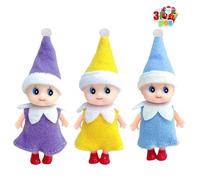 3pcs Christmas Elf Baby Mini Dolls,Christmas Baby Elves Twins Cute Little Elfs,Naughty Tiny Baby Elf Doll Novelty Toys Christmas Tradition Small Dolls for Girls Boys Kids Gift Xmas Stocking Stuffers
