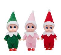 3pcs Christmas Elf Baby Mini Dolls,Christmas Baby Elves Twins Cute Little Elfs,Naughty Tiny Baby Elf Doll Novelty Toys Christmas Tradition Small Dolls for Girls Boys Kids Gift Xmas Stocking Stuffers