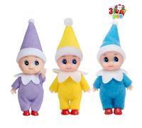 3pcs Christmas Elf Baby Mini Dolls,Christmas Baby Elves Twins Cute Little Elfs,Naughty Tiny Baby Elf Doll Novelty Toys Christmas Tradition Small Dolls for Girls Boys Kids Gift Xmas Stocking Stuffers
