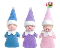 3pcs Christmas Elf Baby Mini Dolls,Christmas Baby Elves Twins Cute Little Elfs,Naughty Tiny Baby Elf Doll Novelty Toys Christmas Tradition Small Dolls for Girls Boys Kids Gift Xmas Stocking Stuffers