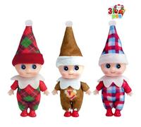 3pcs Christmas Elf Baby Mini Dolls,Christmas Baby Elves Twins Cute Little Elfs,Naughty Tiny Baby Elf Doll Novelty Toys Christmas Tradition Small Dolls for Girls Boys Kids Gift Xmas Stocking Stuffers