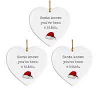 3pcs Christmas Funny Heart Shaped Ornament, Christmas Funny Offensive Bauble-Rude Baubles, Naughty Christmas Ornament for Home Decor, Novelty Gag Present