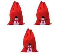 3pcs Christmas Gift Bag Drawstring Nonwoven Red Candy Clothing Gifts | Festive Decoration for Christmas Season, Holds Many Gifts, Stocking Stuffer Alternative, 50x70cm Random Style