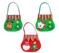 3pcs Christmas Gift Bags Christmas Season Cloth Candy Pouch for Treats | Portable Festive Decoration, Classroom Exchange and Birthday Use, Simple Fashionable Style, Assorted Color