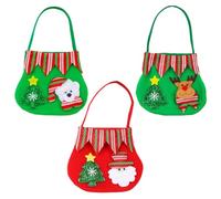 3pcs Christmas Gift Bags Cloth Candy Pouch for Christmas Season Treats | Christmas Themed Cloth Design, Friendly Style, for Fruits Snacks Classroom Exchange Birthday Use