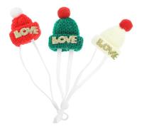 3pcs Christmas Hamster Cap with Adjustable Strap, Festive Small Hat | Polyacrylic Fiber, Comfortable Pet-friendly Design, for Hamster and Hedgehog Holiday Wear