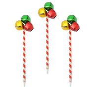 3pcs Christmas Jingle Bell Ballpoint Pen Click Top for Notes and Memos | Red and Green Plastic and Metal Design, Cheerful Desk Decor, Lightweight to Carry, School and Party Favors