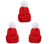 3Pcs Christmas Knit Hat Mini Santa Hats Beer Bottle Top Christmas Tree Ornaments DIY Craft (Red)
