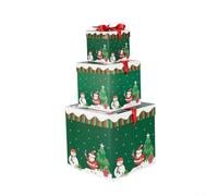 3PCS Christmas Paper Boxes 3 Sizes Stackable 3PCS Christmas Paper(10-15-20CM A)