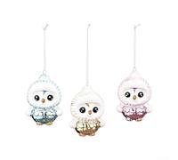 3pcs Christmas Penguin Ornaments Glitter Hanging Decor 4.33x2.76in Shaggy | Electroplated glossy bodies with glittery hats in blue pink and gold Easy to hang with pre-attached strings Lightweight
