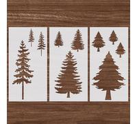 3Pcs Christmas Pine Tree Stencils, Reusable Forest Tree Mural Templates for Garden Fence Window Wall Furniture Mural