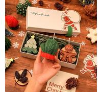 3PCS Christmas Scented Candle Gift Set - Elk, Tree, Gingerbread Man, Glove Shaped Aromatherapy Christmas Candles Gift Box for Women & Men Xmas Home Decor, Party, Table Decorations (A)