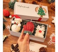 3PCS Christmas Scented Candle Gift Set - Elk, Tree, Gingerbread Man, Glove Shaped Aromatherapy Christmas Candles, Handmade Candle Xmas Scented Candles Natural Soy Wax, Xmas Tealight Ornaments (D)