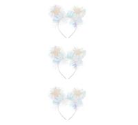 3pcs Christmas Season Glitter Tinsel Star Headbands White for New Year | Plastic Metal Build, Lightweight Comfortable Festive Style, Family Get Togethers and Theme Parties