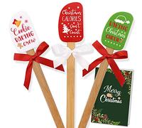 3PCS Christmas Silicone Spatula Set Decor Baking Gifts for Mom Flipping cake Food Grade Heat Resistant Kitchen Utensil Cooking Mixing Festival Wooden Handle and Ribbon Bows with greeting card present