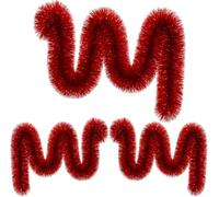 3Pcs Christmas Tinsel Multiple Variation 2M/15M | Shiny Metallic Red Tinsel Garland for Xmas Tree & Home Décor | Sparkling Christmas Decorations for Indoor & Outdoor Holiday & New Year Celebrations