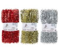 3Pcs Christmas Tinsel Multiple Variation 2M/15M | Shiny Mix Metallic Tinsel Garland for Xmas Tree & Home Décor | Sparkling Christmas Decorations for Indoor & Outdoor Holiday & New Year Celebrations.
